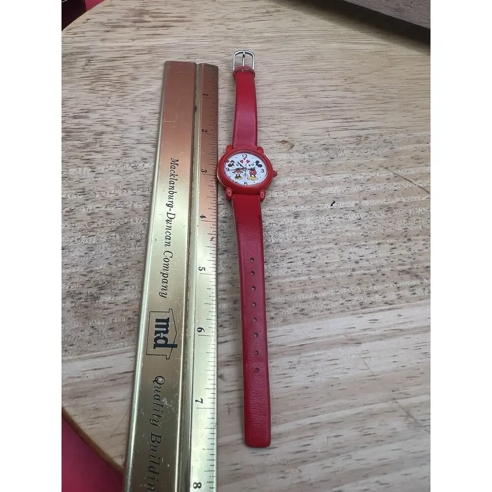 Vintage Disney Mickey Mouse & Minney Watch Lorus Quartz Faux Leather New Battery
